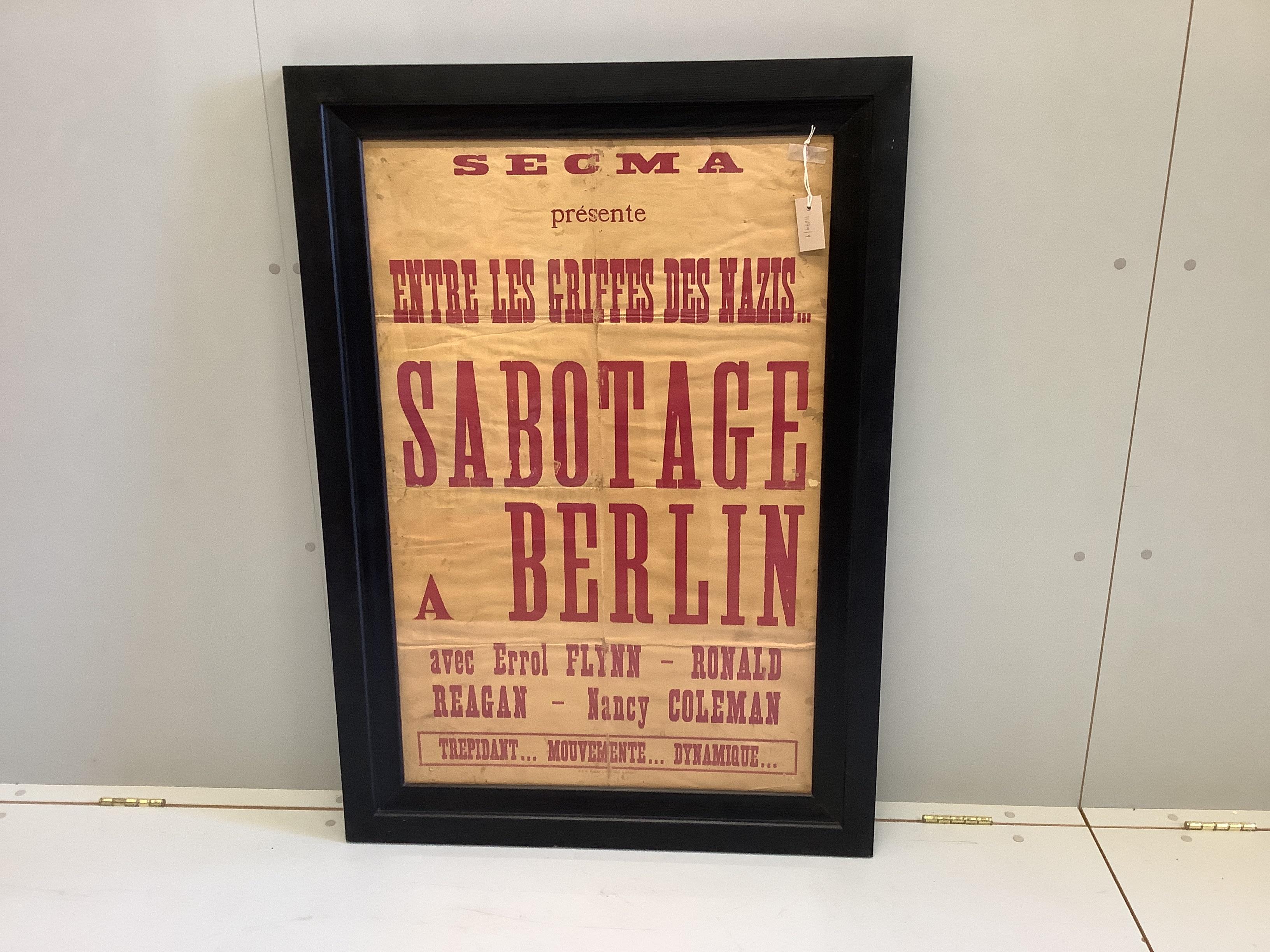 A 1948 Secma film distribution framed poster, width 82cm, height 116cm